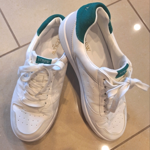 J Crew white and green fashion lace-up casual fashion sneakers- size 7 - Picture 2 of 10